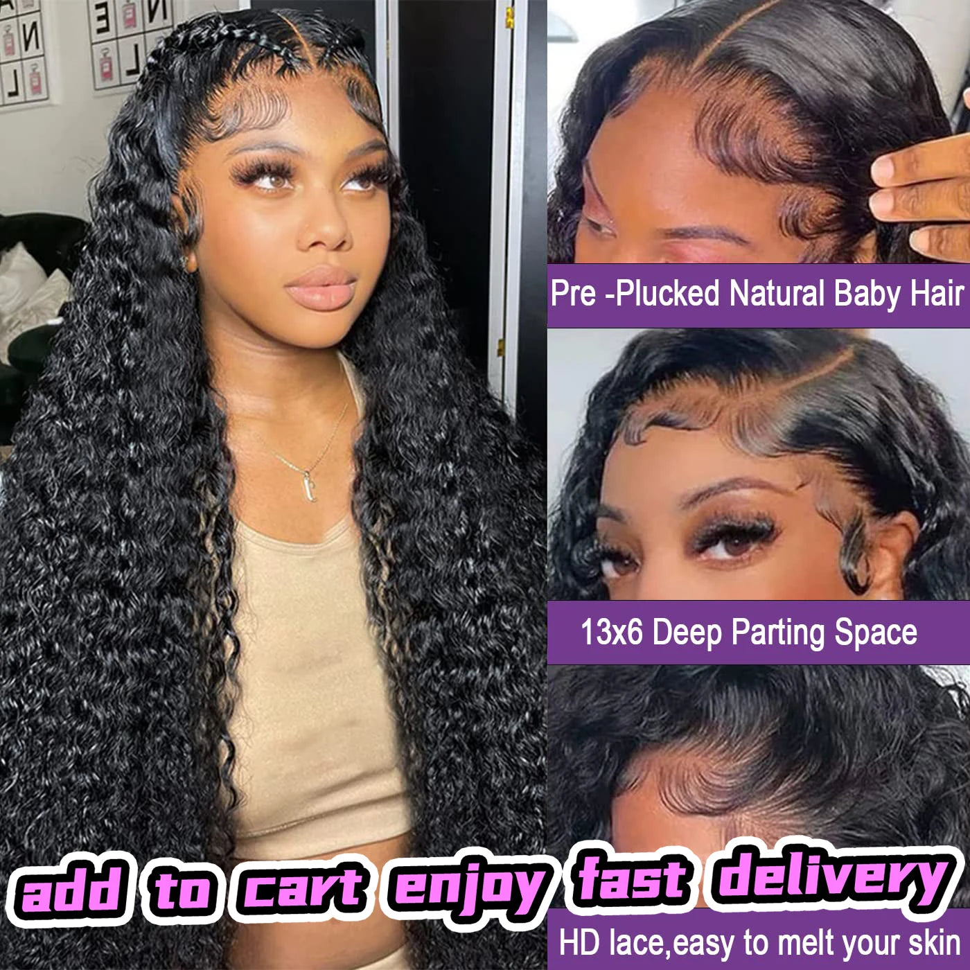 Glueless Deep Wave Wig Human Hair